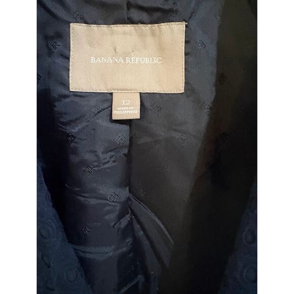 Banana Republic Women's Navy Eyelet Peplum Blazer - Size 12 - Picture 4 of 7